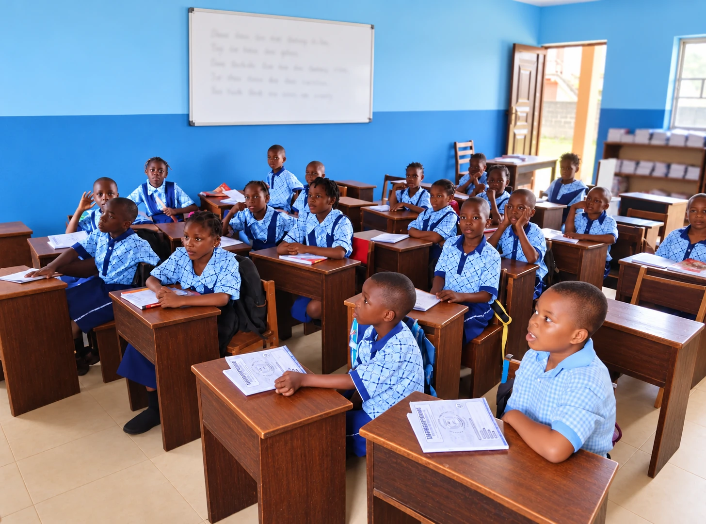 Primary pupils working in their classroom