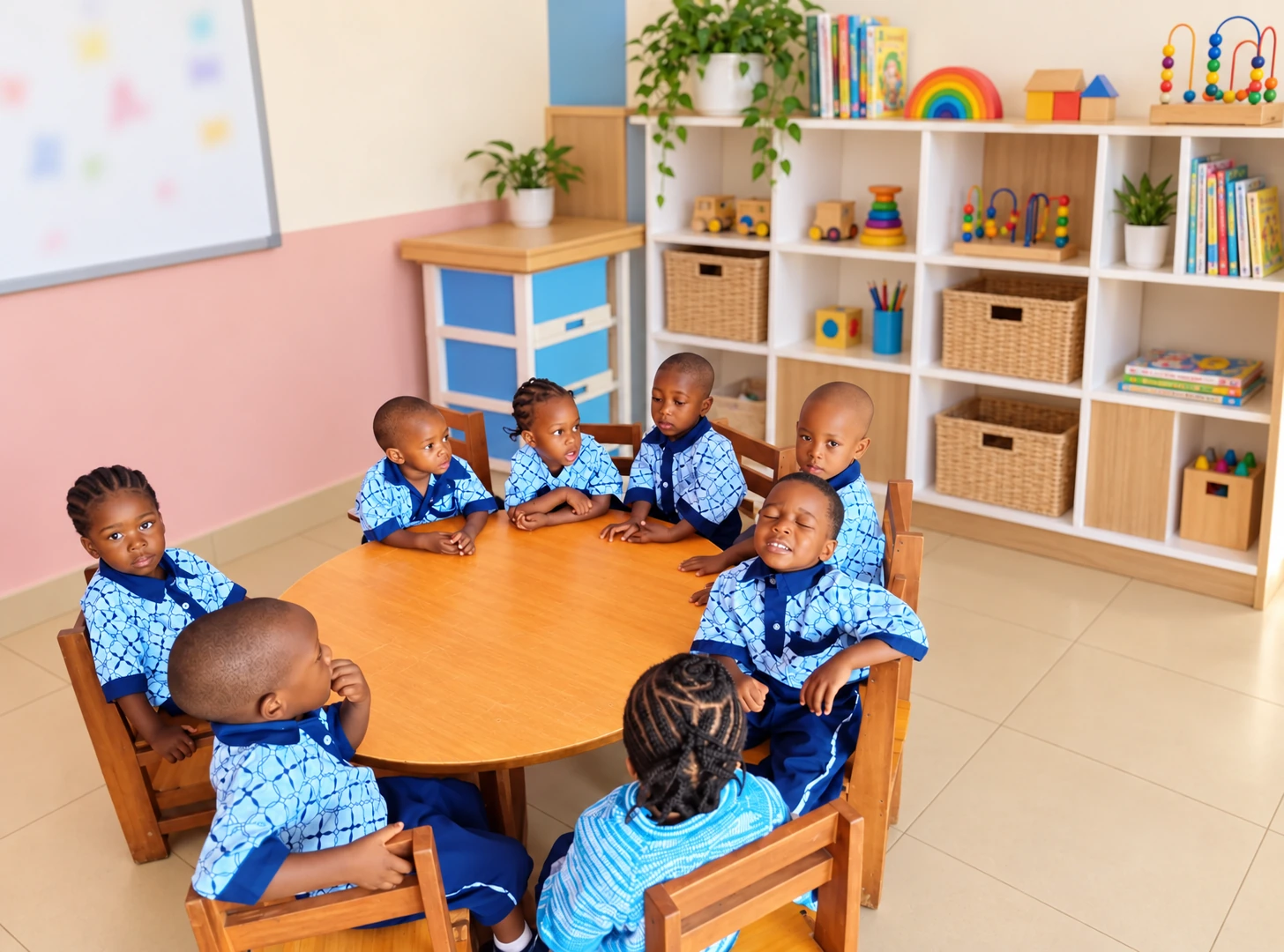 Young pupils around an activity table