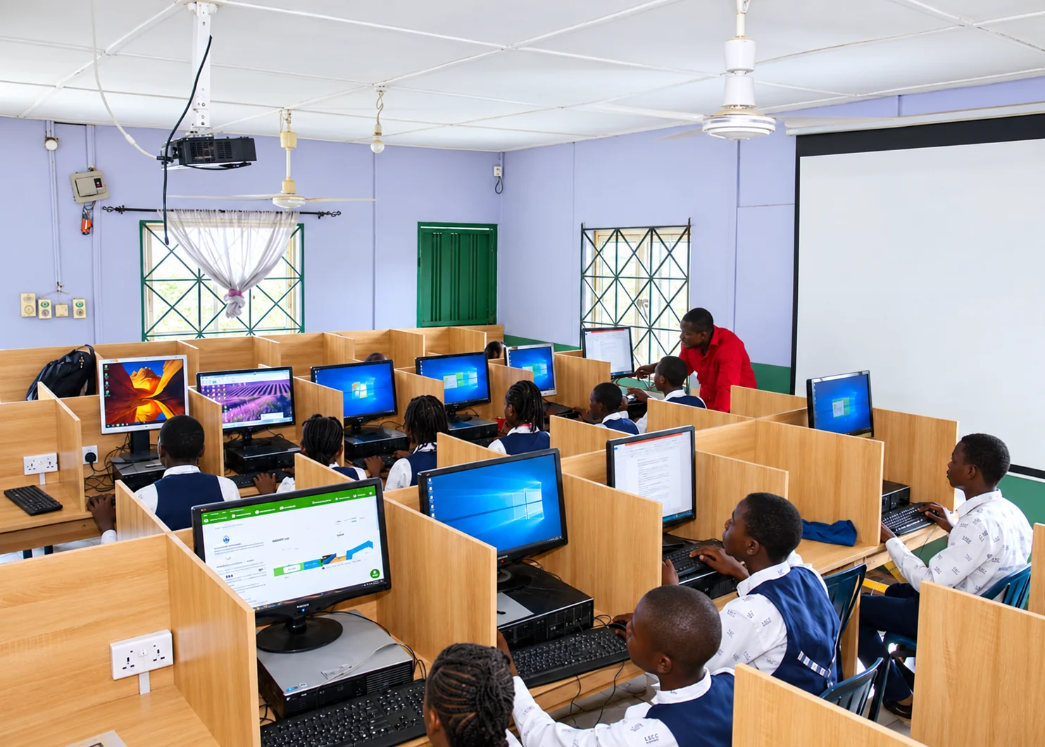 Students at work in the computer room