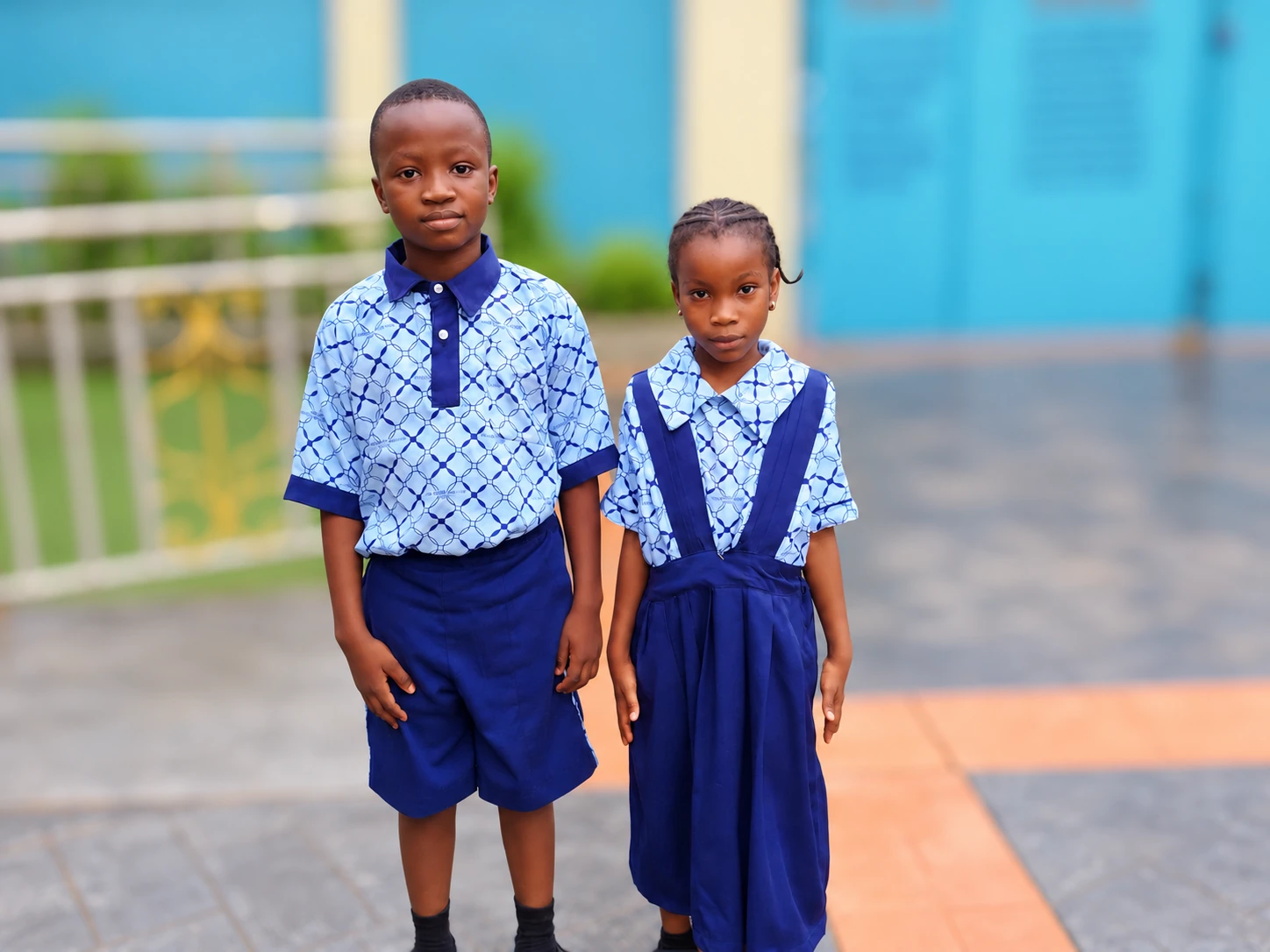 Living Spring pupils in their blue uniforms